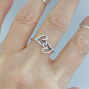 Sterling Silver Knotted Hearts Ring, Love Ring